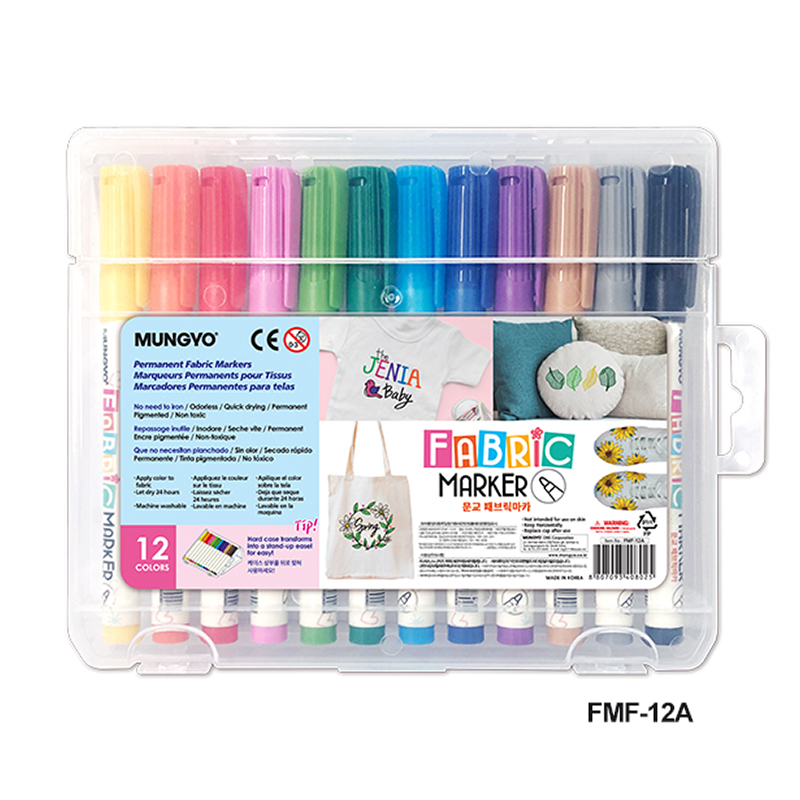 Fabric Marker Fine  Set Of 12 Colors Mungyo FMF12A